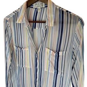 Anthropologie Cloth & Stone Womens S Striped Button Up Shirt Lightweight Coastal